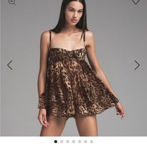 Skims Dolce Leopard Print Babydoll Mini Dress